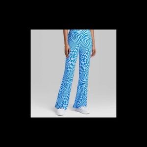 Wild Fable Checker Flare Flowy Pants, Size: XS, Blue